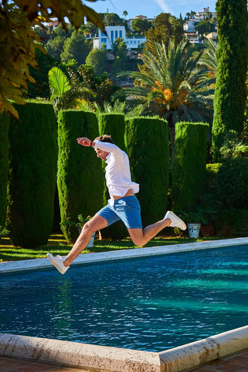 Mavericks * The Piqués blue organic cotton men's shorts with a zip pocket | MR MARVIS