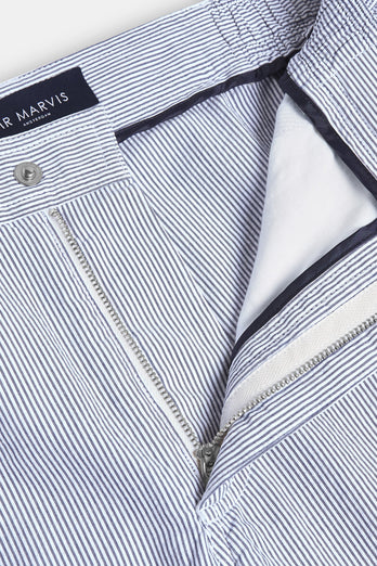 Catamarans * The Short Seersuckers dark blue and white striped lightweight men's shorts | MR MARVIS