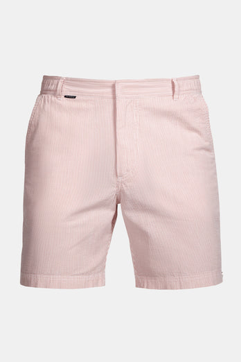 Decks * The Short Seersuckers brick red and white striped lightweight men's shorts | MR MARVIS