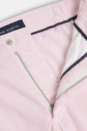 Dinghies * The Short Seersuckers light pink and white striped lightweight men's shorts | MR MARVIS