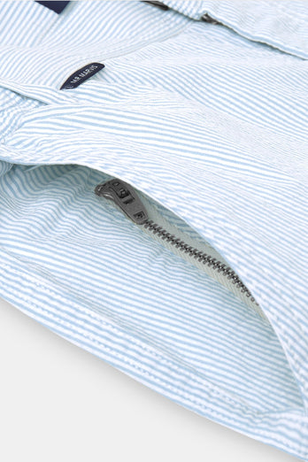 Pontoons * The Short Seersuckers light blue and white striped lightweight men's shorts | MR MARVIS