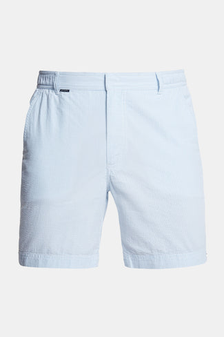 Pontoons * The Short Seersuckers light blue and white striped lightweight men's shorts | MR MARVIS