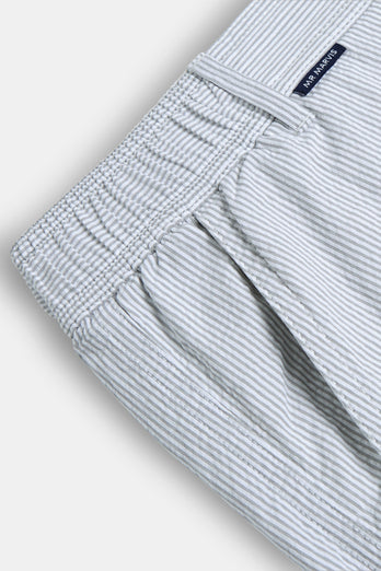 Runabouts * The Short Seersuckers light grey and white striped lightweight men's shorts | MR MARVIS