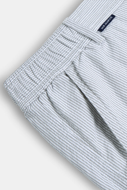 light grey and white striped lightweight men's shorts | MR MARVIS