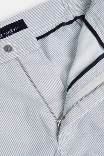 Runabouts * The Short Seersuckers light grey and white striped lightweight men's shorts | MR MARVIS