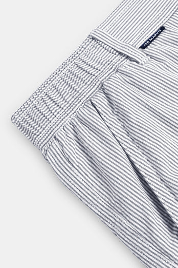 Submariners * The Short Seersuckers dark grey and white striped lightweight men's shorts | MR MARVIS