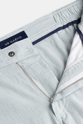 Trawlers * The Short Seersuckers green and white striped lightweight men's shorts | MR MARVIS