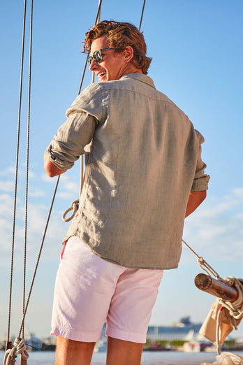 Dinghies * The Short Seersuckers light pink and white striped lightweight men's shorts | MR MARVIS