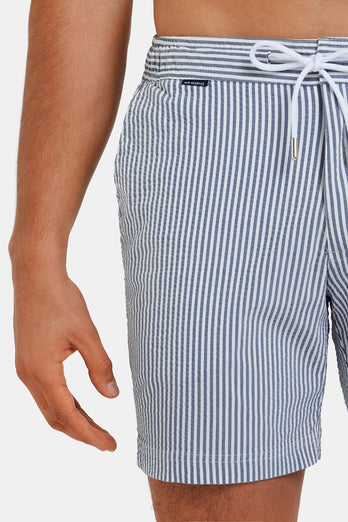 Catamarans * The Seersucker Swims dark blue & white striped men's swim shorts | MR MARVIS