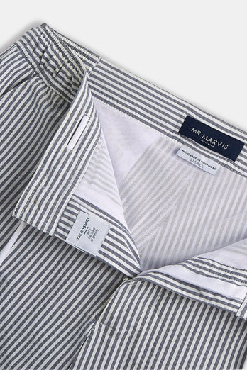 Catamarans * The Seersucker Swims dark blue & white striped men's swim shorts | MR MARVIS