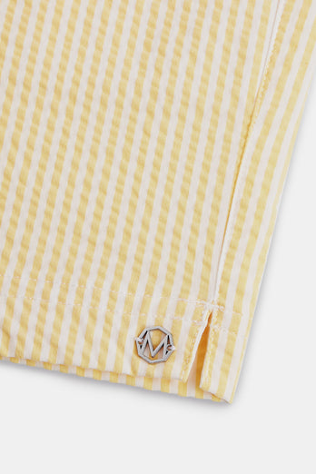 Cruisers * The Seersucker Swims light yellow & white striped men's swim shorts | MR MARVIS