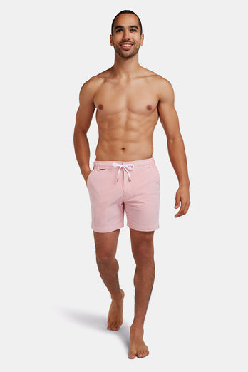 Decks * The Seersucker Swims brick red & white striped men's swim shorts | MR MARVIS