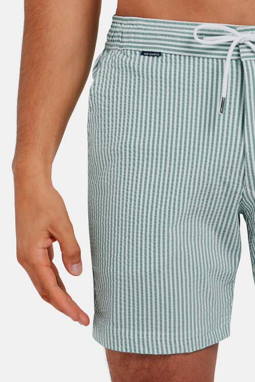 green & white striped men's swim shorts | MR MARVIS