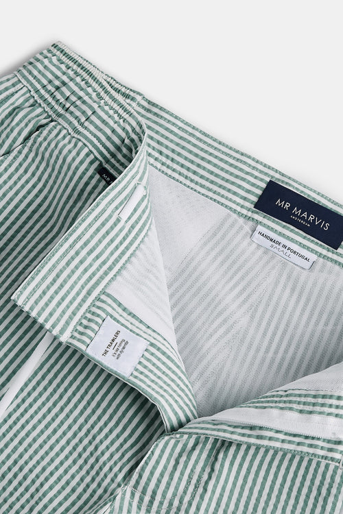 green & white striped men's swim shorts | MR MARVIS