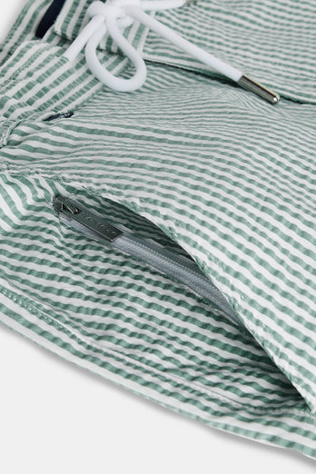Trawlers * The Seersucker Swims green & white striped men's swim shorts | MR MARVIS