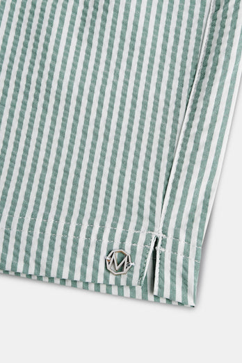 Trawlers * The Seersucker Swims green & white striped men's swim shorts | MR MARVIS