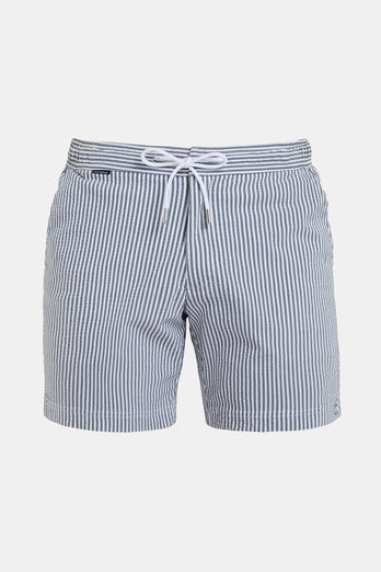 Catamarans * The Seersucker Swims dark blue & white striped men's swim shorts | MR MARVIS
