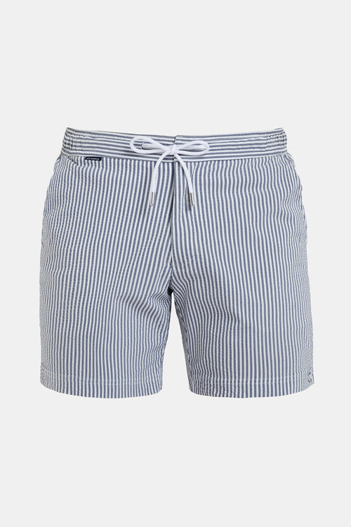 dark blue & white striped men's swim shorts | MR MARVIS