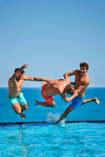 Sunsets * The Swims bright coral men's swim shorts | MR MARVIS