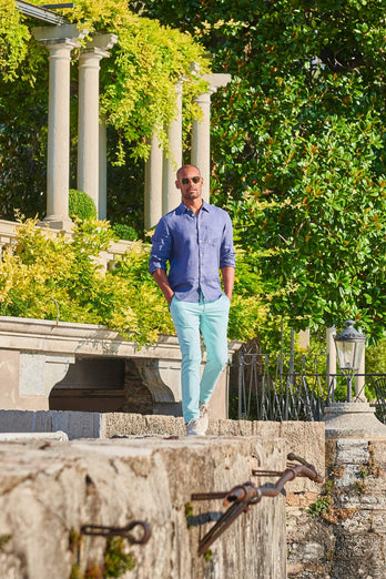 Mints * The Longs mint green stretch cotton men's trousers | MR MARVIS