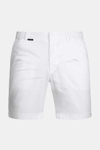 all white organic cotton men's shorts with a zip pocket | MR MARVIS