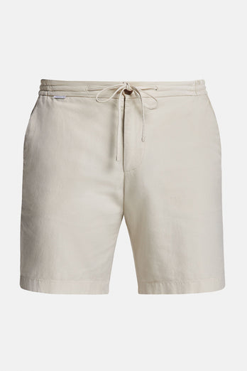 beige men's linen shorts with a zip pocket | MR MARVIS
