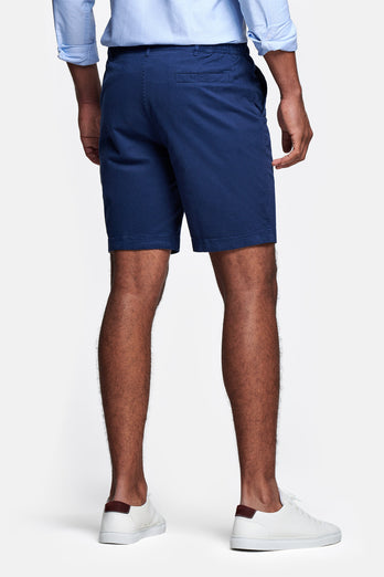dark blue stretch cotton men's shorts with a zip pocket | MR MARVIS