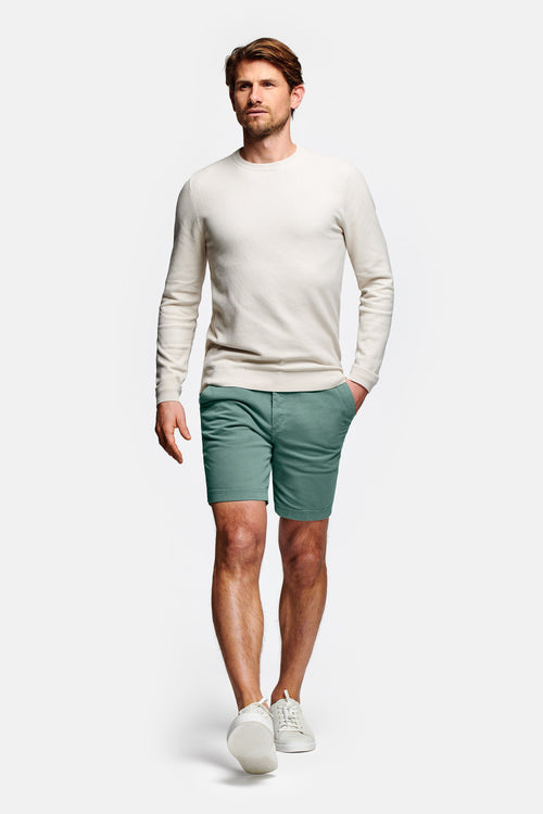 mid green stretch cotton men's shorts with a zip pocket | MR MARVIS