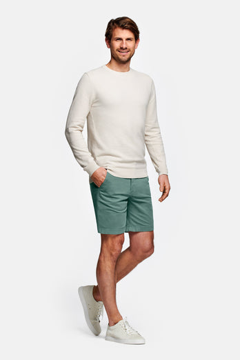 mid green stretch cotton men's shorts with a zip pocket | MR MARVIS