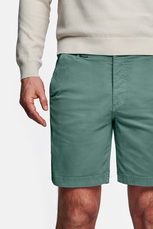 mid green stretch cotton men's shorts with a zip pocket | MR MARVIS