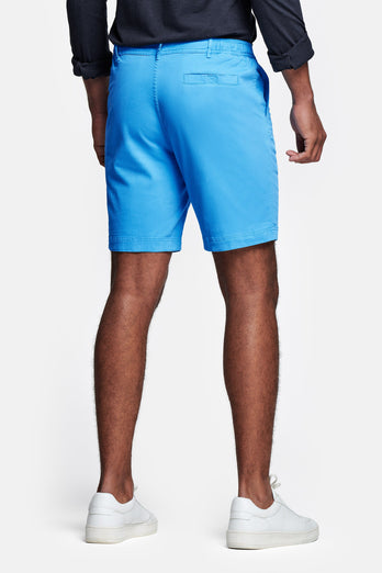 bright blue stretch cotton men's shorts with a zip pocket | MR MARVIS