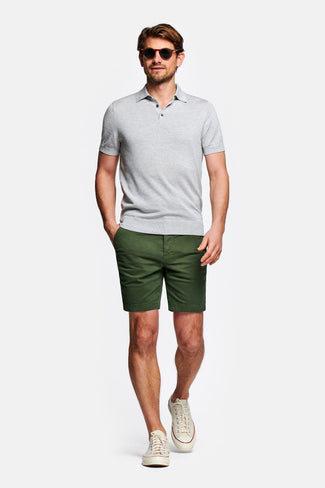 dark green stretch cotton men's shorts with a zip pocket | MR MARVIS