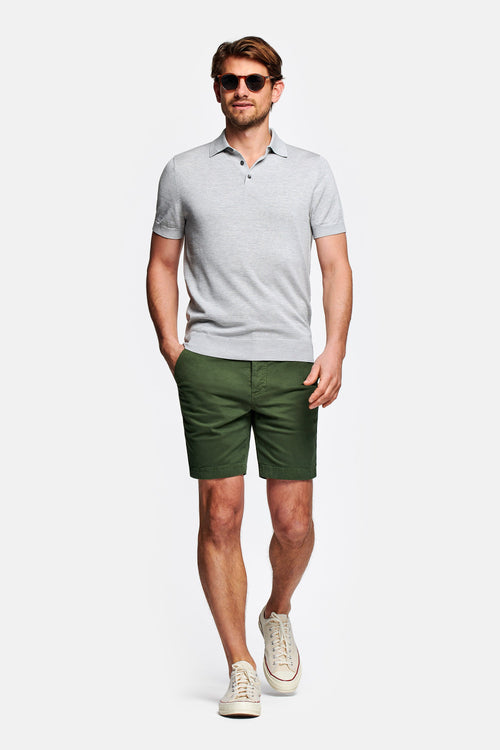 dark green stretch cotton men's shorts with a zip pocket | MR MARVIS