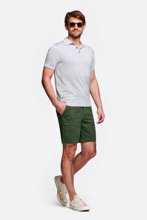 dark green stretch cotton men's shorts with a zip pocket | MR MARVIS