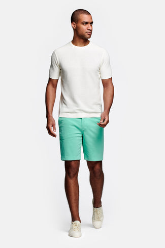 bright green stretch cotton men's shorts with a zip pocket | MR MARVIS