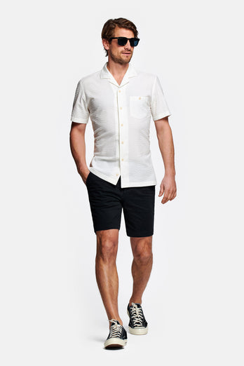 black stretch cotton men's shorts with a zip pocket | MR MARVIS