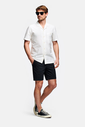 black stretch cotton men's shorts with a zip pocket | MR MARVIS