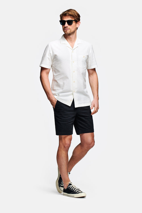 black stretch cotton men's shorts with a zip pocket | MR MARVIS