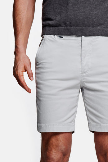 light grey stretch cotton men's shorts with a zip pocket | MR MARVIS