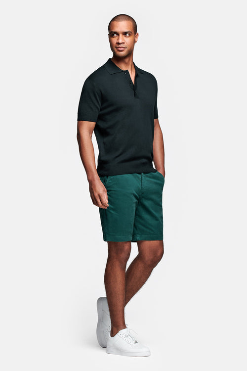 classic green stretch cotton men's shorts with a zip pocket | MR MARVIS