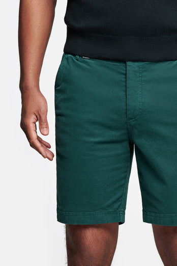 classic green stretch cotton men's shorts with a zip pocket | MR MARVIS