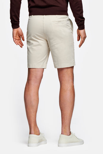 beige stretch cotton men's shorts with a zip pocket | MR MARVIS