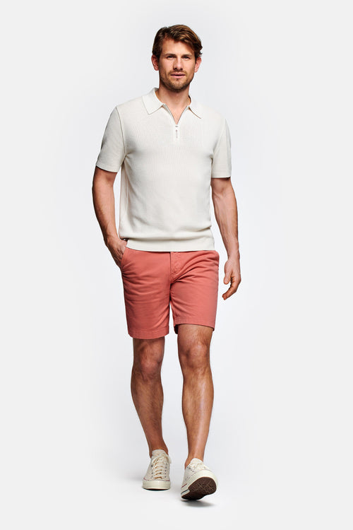 brick red stretch cotton men's shorts with a zip pocket | MR MARVIS