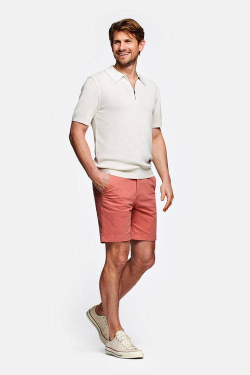 brick red stretch cotton men's shorts with a zip pocket | MR MARVIS