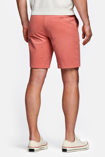 brick red stretch cotton men's shorts with a zip pocket | MR MARVIS
