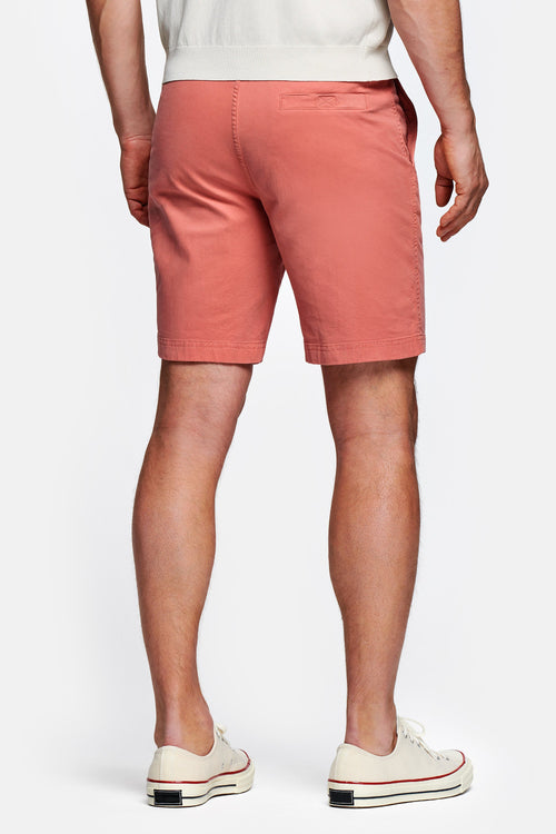 brick red stretch cotton men's shorts with a zip pocket | MR MARVIS