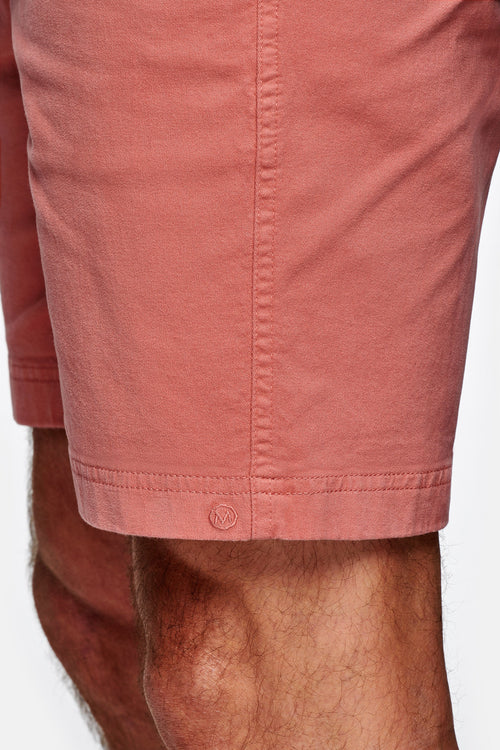 brick red stretch cotton men's shorts with a zip pocket | MR MARVIS