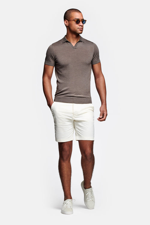 off white stretch cotton men's shorts with a zip pocket | MR MARVIS