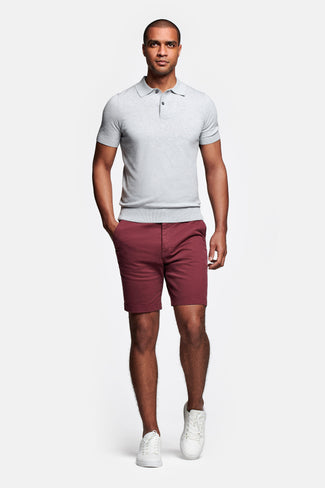 burgundy stretch cotton men's shorts with a zip pocket | MR MARVIS