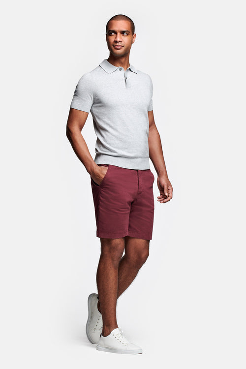 burgundy stretch cotton men's shorts with a zip pocket | MR MARVIS